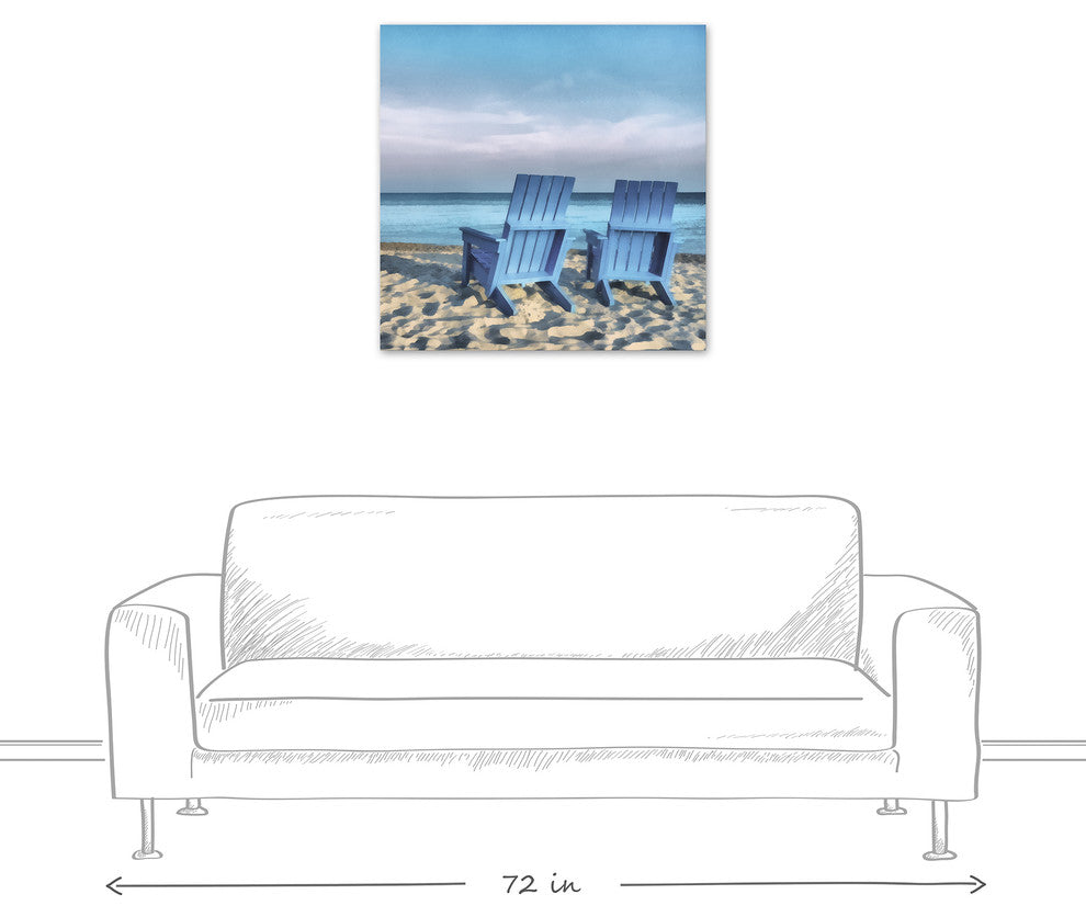 Blue Beach Chairs 30x30 Canvas Wall Art
