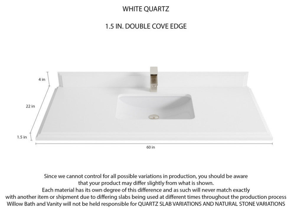 Sonoma Teak 60 Single Bathroom Vanity in Dark Natural with 1.5" White Quartz