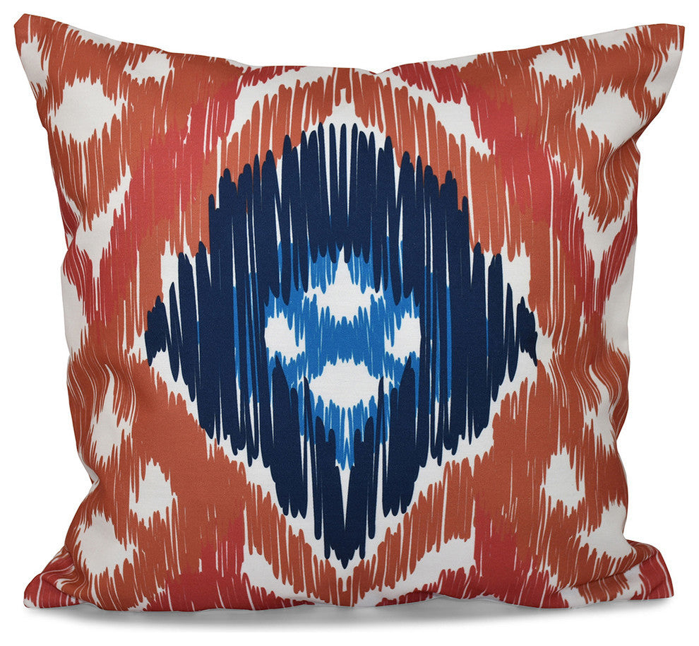 Original, Geometric Outdoor Pillow, Coral, 20"x20"
