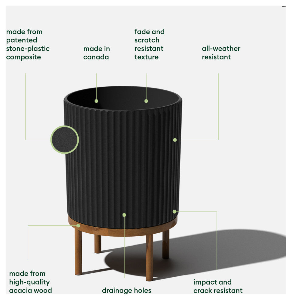 Veradek Demi Series Raised Planter With Stand, Black/Brown, 16", Set of 2