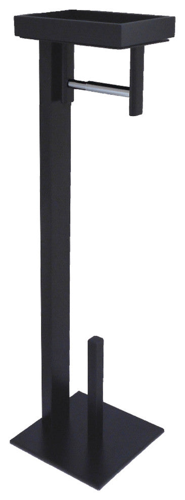 Edenscape Freestanding Toilet Paper Holder With Storage Shelf, Matte Black