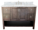 49" Single Vanity, Silvery Brown Finish With White Carrara Top