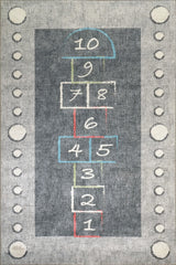 Kidz Hopscotch Gray/Multi Area Rug, 4'x6'