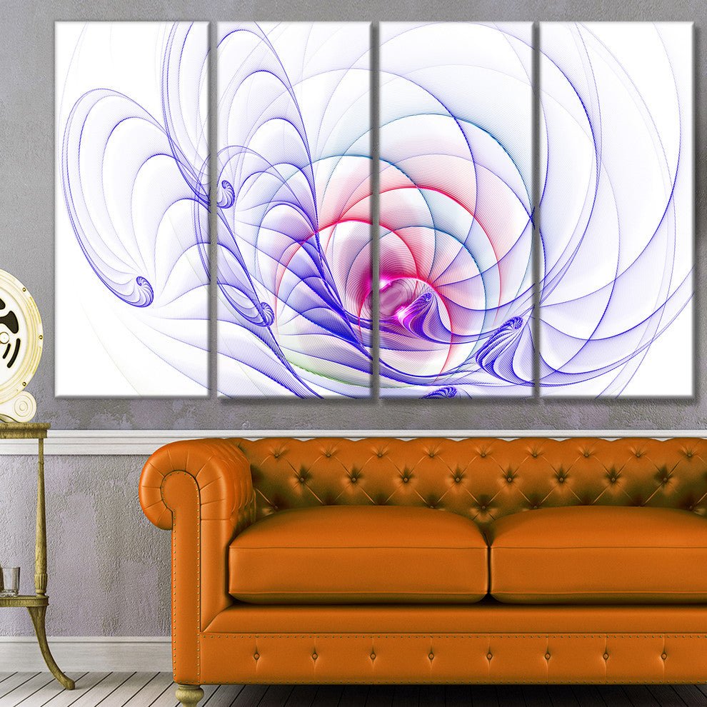 3D Blue Surreal Illustration, Abstract Wall Art Canvas, 48"x28", 4 Panels
