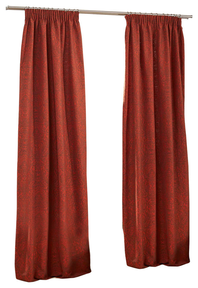 Anita Gathered Curtain, Orange And Natural, 53"x112"