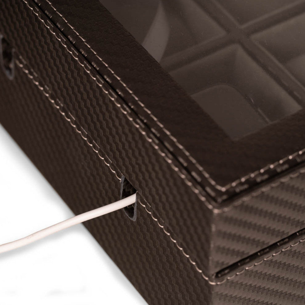 Carbon Fiber Design Watch and Phone Storage, Cord Cut Out