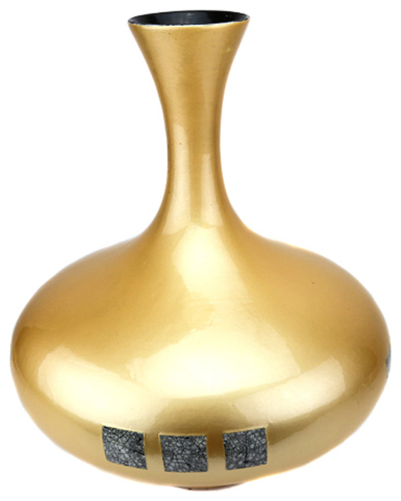 Ravello Ceramic Vase Glazed Yellow with Eggshell Insets