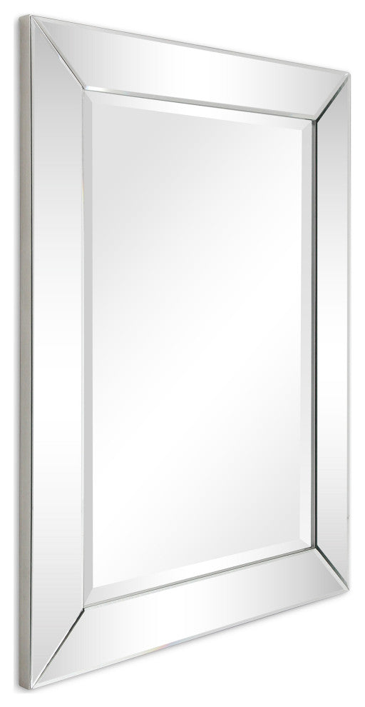Moderno Beveled Rectangle Wall Mirror, 1"-Beveled Center Mirror, 40"x 30"