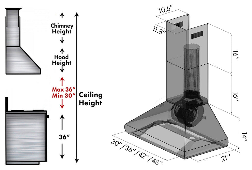 ZLINE 30 in. Wall Range Hood, Stainless Steel, 587-30