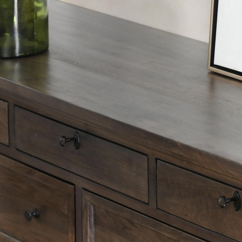 Adelaide Nine-Drawer Mango Wood Dresser, Cocoa Brown by Kosas Home