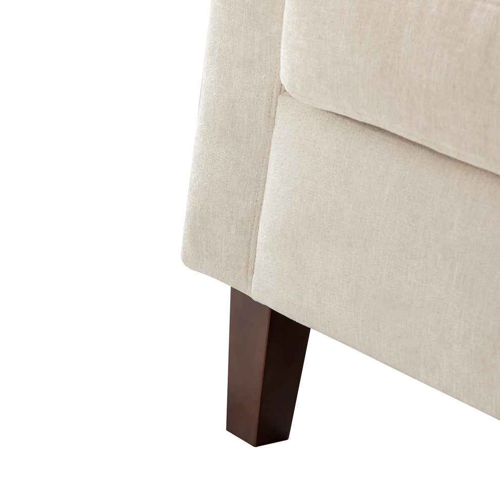35" Comfy Club Chair for Bedroom With Wood Legs, Ivory