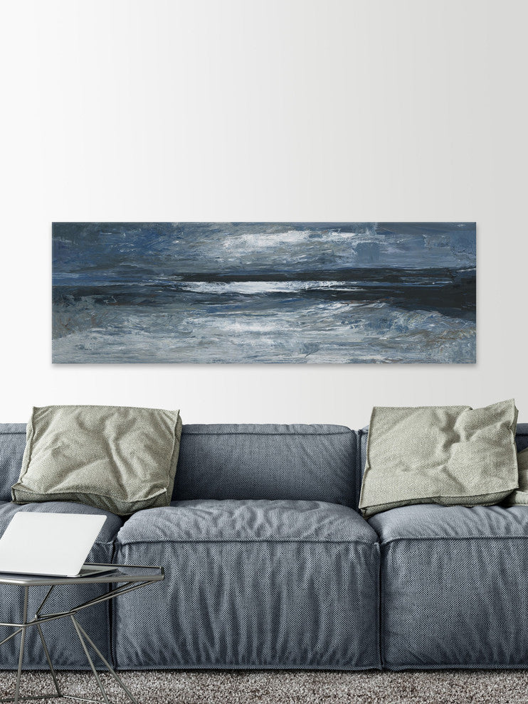 "Midnight Ocean" Painting Print on Wrapped Canvas, 60"x20"