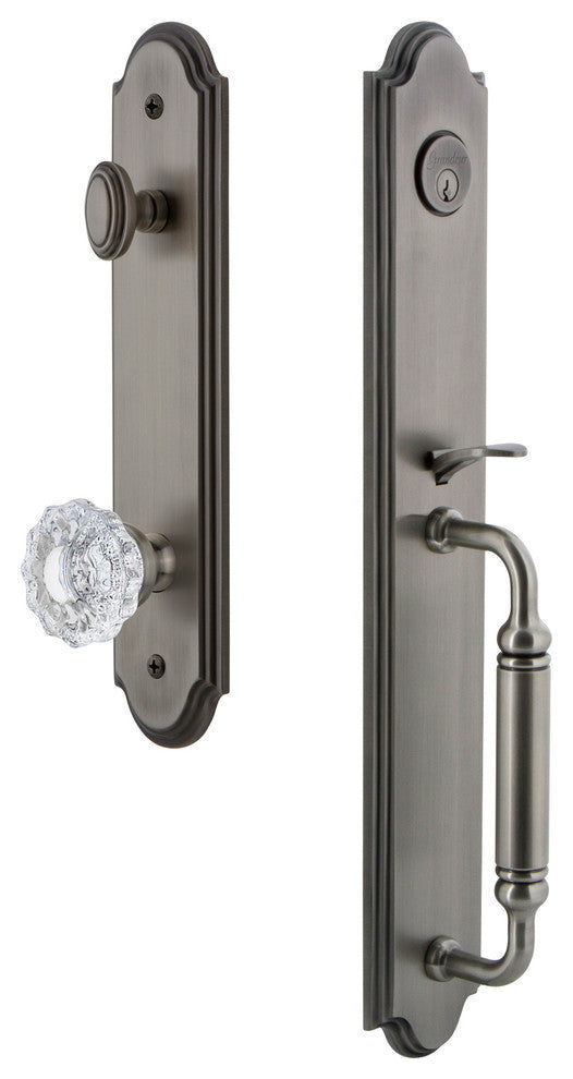 Arc 1-Piece Dummy Handleset, C Grip and Versailles Knob, Antique Pewter, 848745