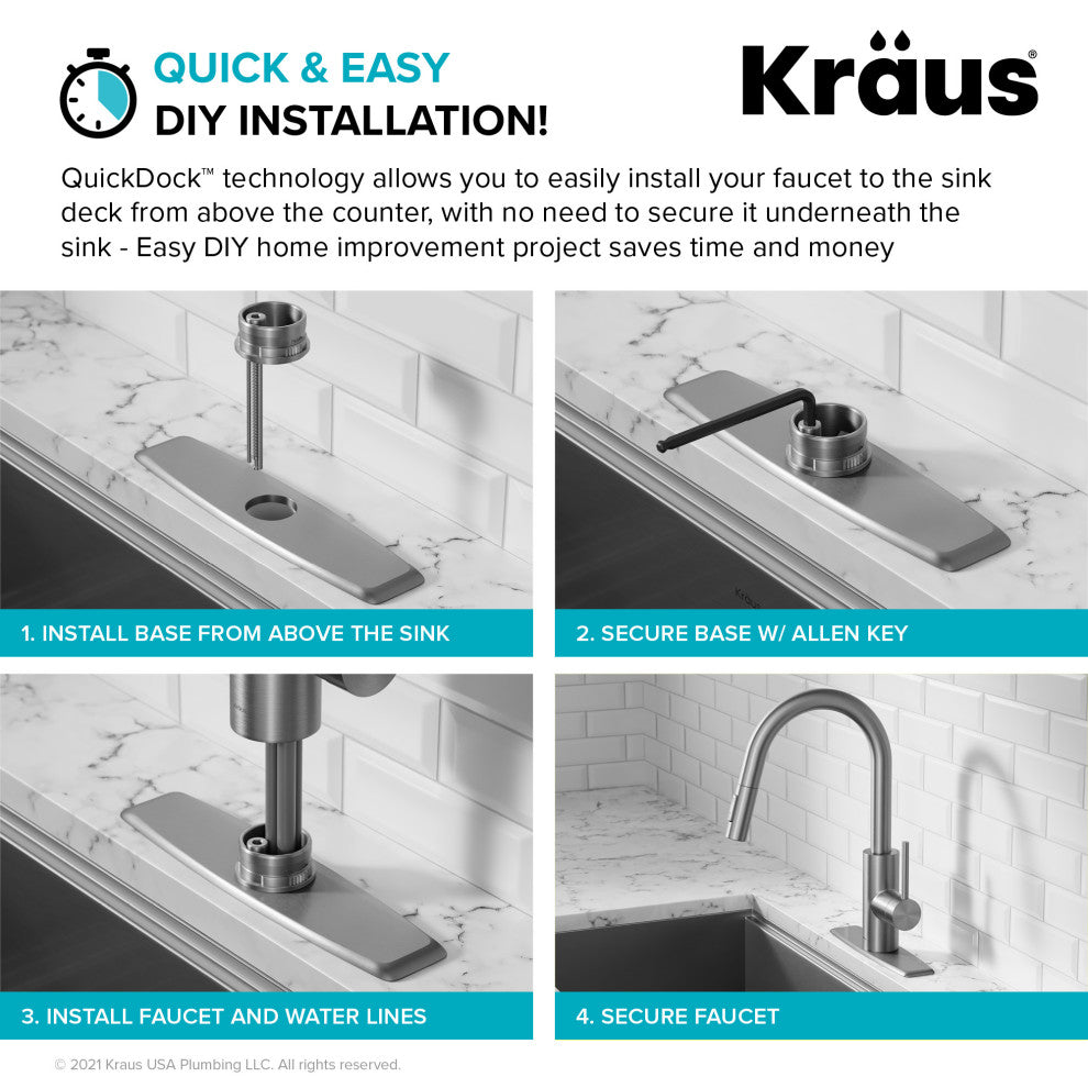 Oletto Pull-Down 1-Hole Kitchen Faucet, Spot Free Stainless Steel