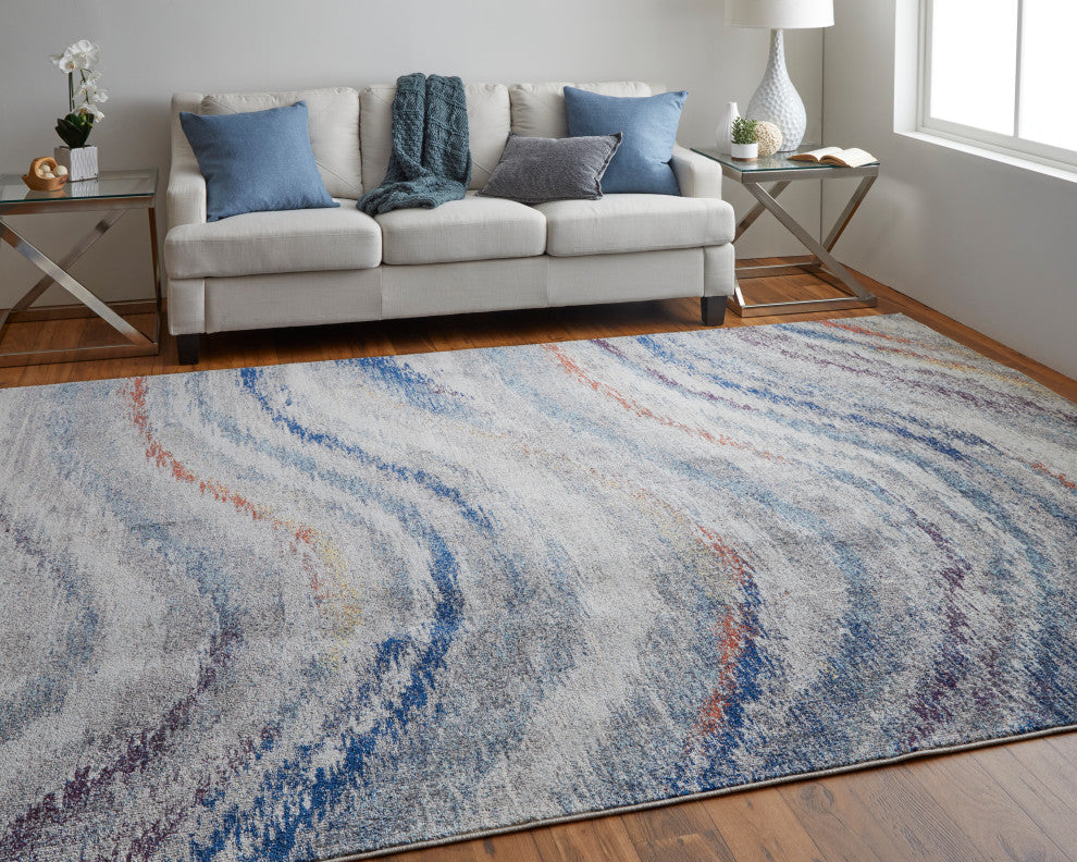 Weave & Wander Adelmo Abstract Contemporary Rug, Multi/Gray, 10'x14'