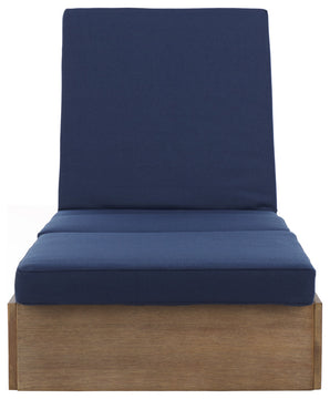 Safavieh Couture Vincent Wood Chaise Lounge Chair, Natural/Navy