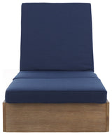 Safavieh Couture Vincent Wood Chaise Lounge Chair, Natural/Navy