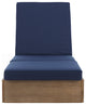 Safavieh Couture Vincent Wood Chaise Lounge Chair, Natural/Navy