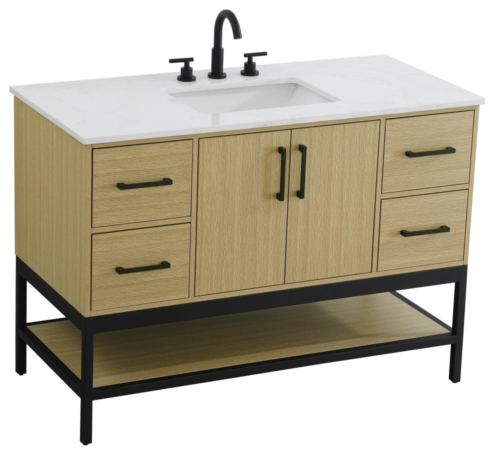Home Living 48" Single Bathroom Vanity, Honey Brown