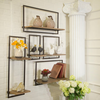 Sagebrook Home Wood/Metal Wall Shelves Organizer, Set of 5