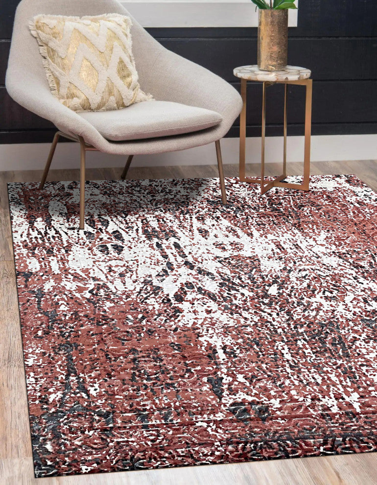 Hand-Knotted Wool Ivory/Red Transitional Modern Modern Rug, 7' X 9'