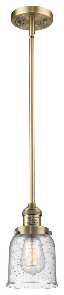 1-Light Small Bell 5" Pendant, Brushed Brass, Glass: Seedy