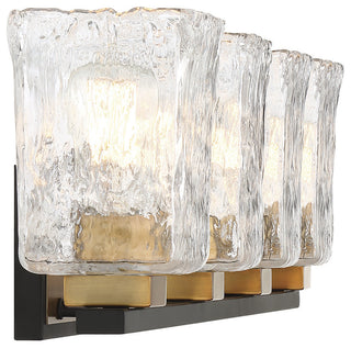 Sidney 4-Light Bathroom Vanity Light, Matte Black With Warm Brass Accents