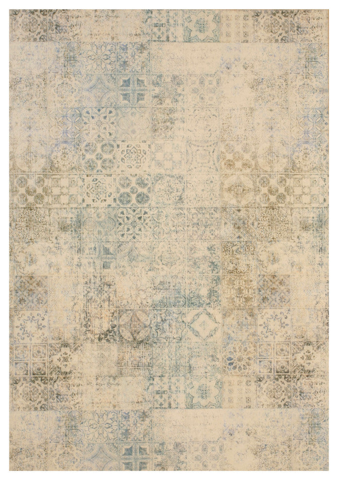Green Transitional Geometric Distressed Bohemian Moderno Mosaic Area Rug