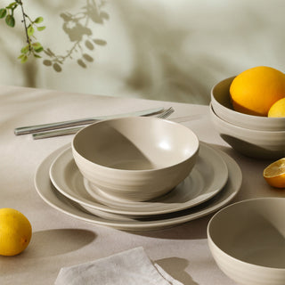 Stone Lain Orbit Stoneware 12-Piece Dinnerware Set, Beige