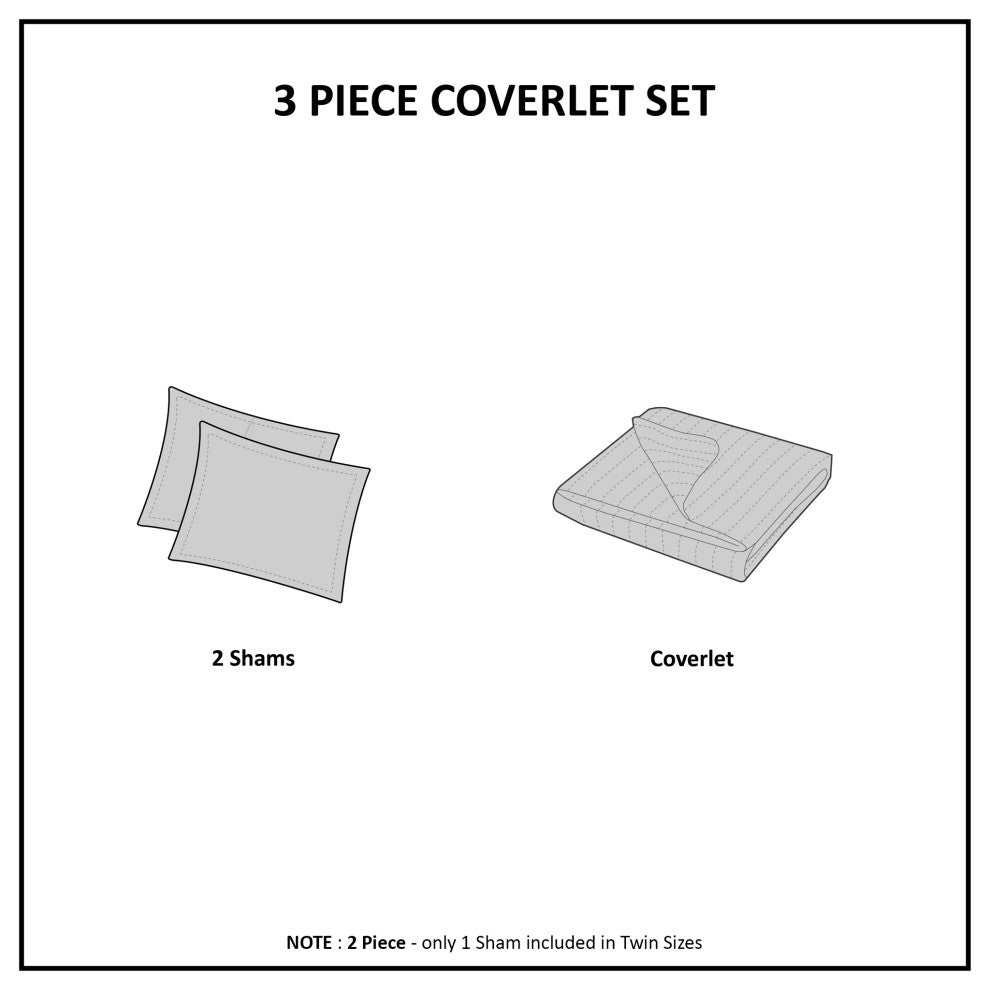 Madison Park Tuscany 3 Piece Reversible Scalloped Edge Quilt Set