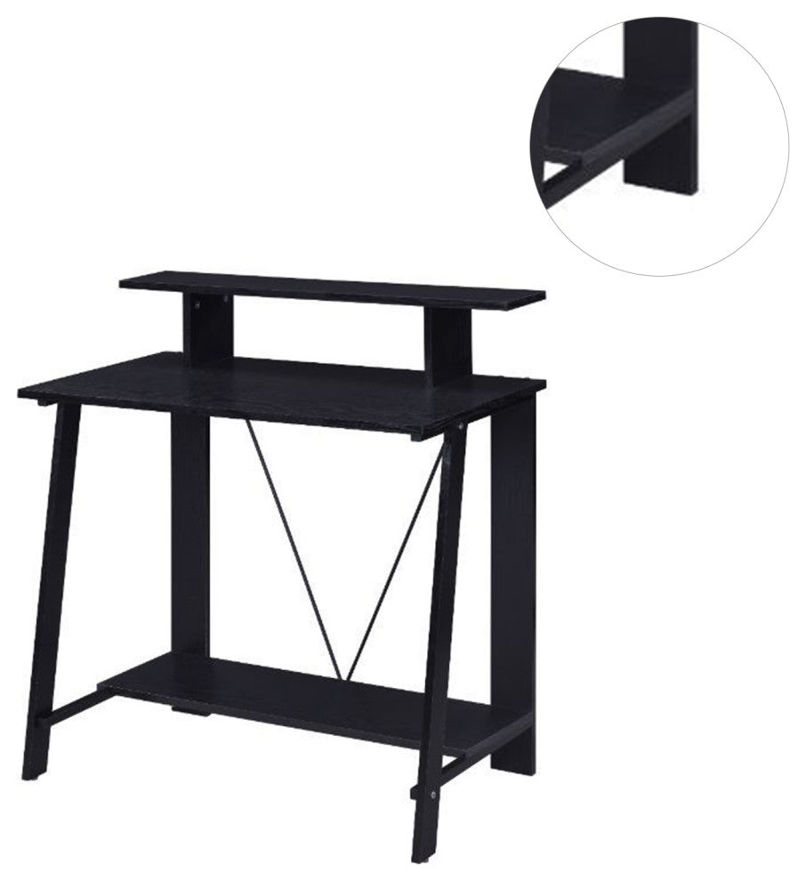 Wooden Writing Desk, Black Finish