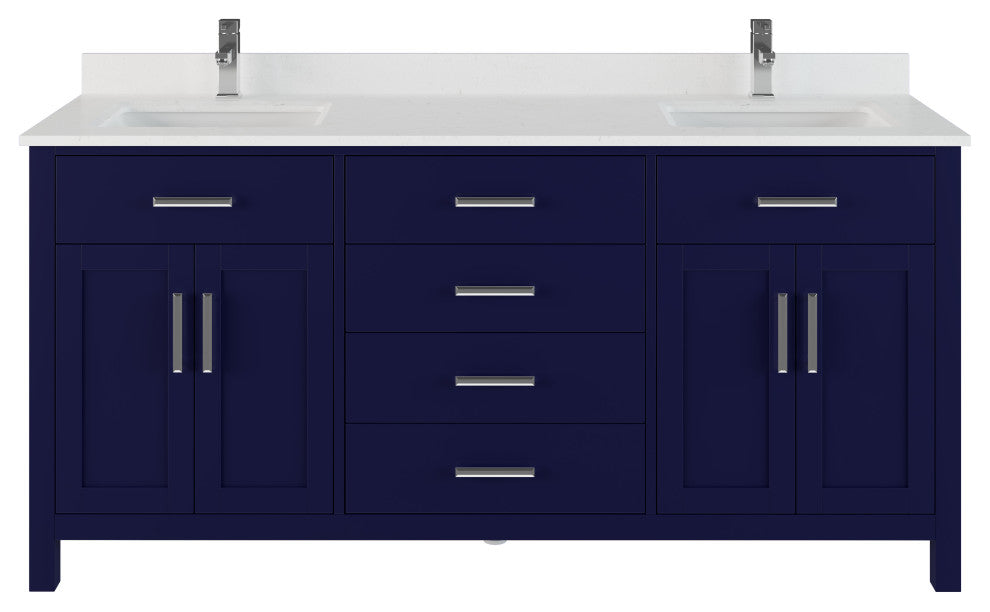 Kali Vanity with Power Bar and Drawer Organizer, Navy Blue, 72"