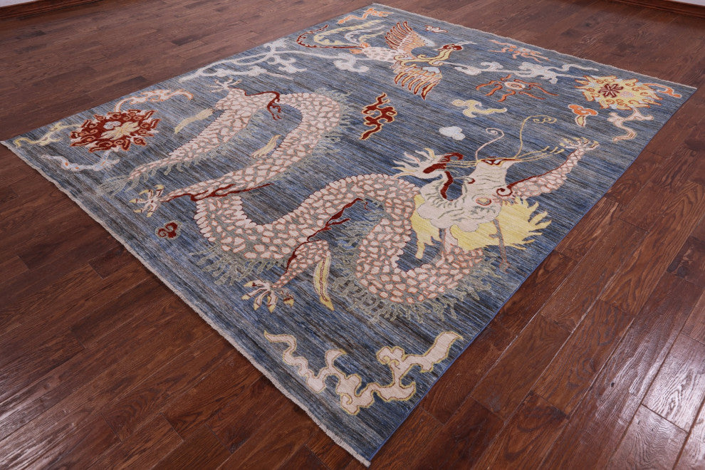 Dragon And Phoenix Handmade Wool Rug 8' 4" X 9' 10" Q10401