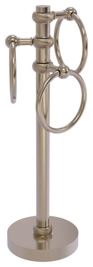 Vanity Top 3 Towel Ring with Twisted Accents, Antique Pewter
