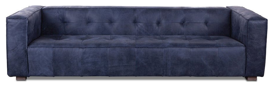Portia Antique Blue Italian Leather Sofa