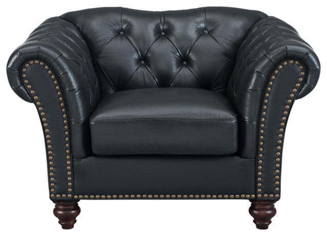 Mona Leather Craft Chair, Black