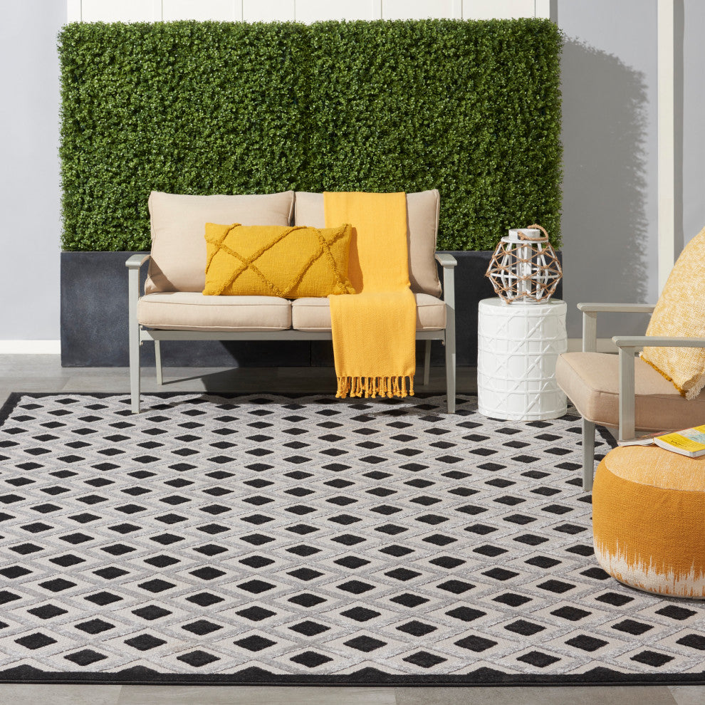 Nourison Aloha 12' x 15' Black White Modern Area Rug