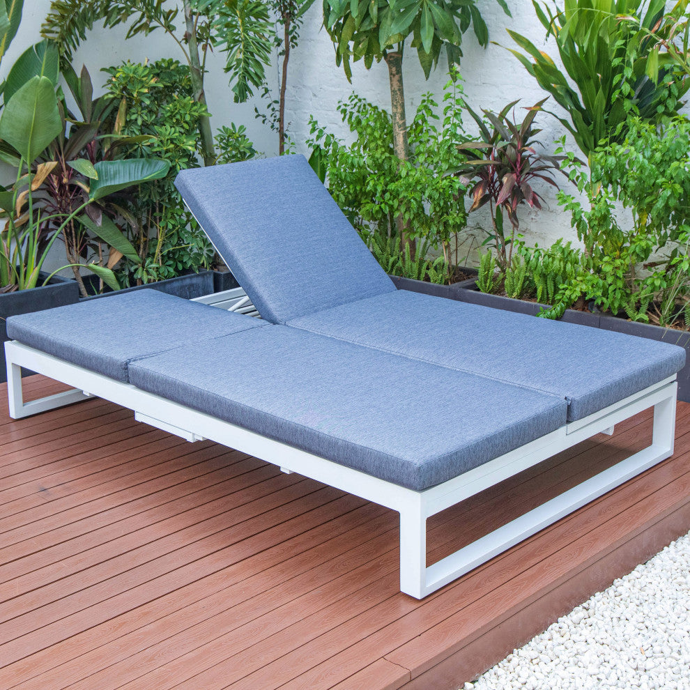 LeisureMod CLW-82BU Chelsea Convertible Lounge Reclining Double Chaise Cushions