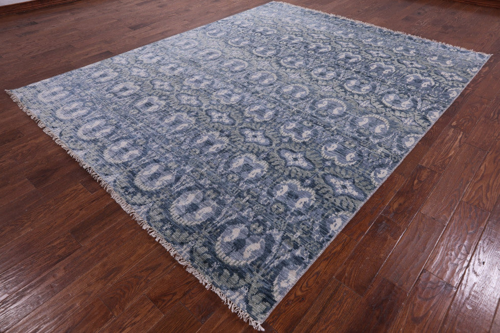 Ikat Hand Knotted Wool Rug 7' 11" X 9' 10" Q8607
