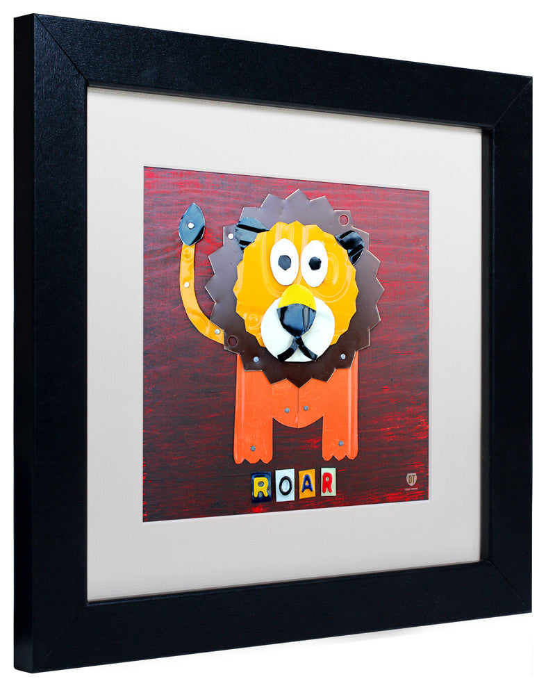"Roar The Lion" Matted Framed Canvas Art by Design Turnpike