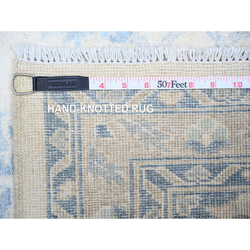 Old Wood Ivory Finer Peshawar Wool Hand Knotted Oriental Rug, 2'10"x9'7"
