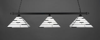 Square 3-Light Bar with Square Fitters, Matte Black/Pearl Ebony Art