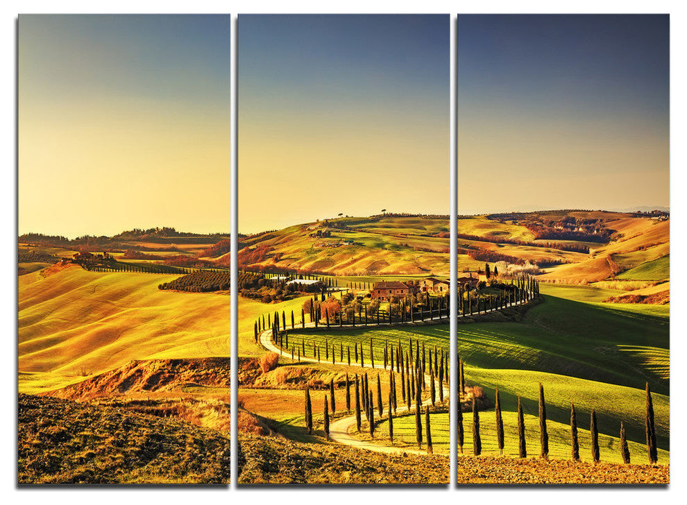 "Crete Senesi Rural Landscape Tuscany" Metal Wall Art, 3 Panels, 36"x28"