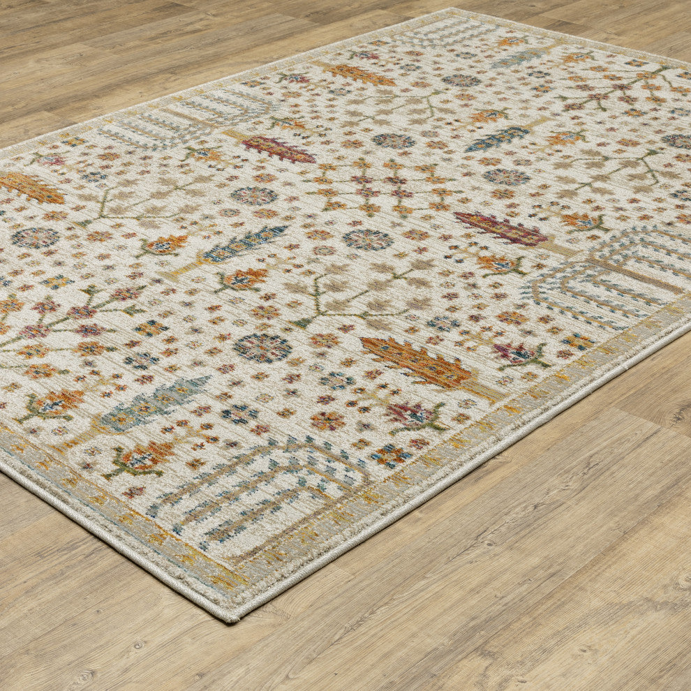Adeline Ancient Traditions Ivory/Gold Area Rug 3'3" x 5'2"