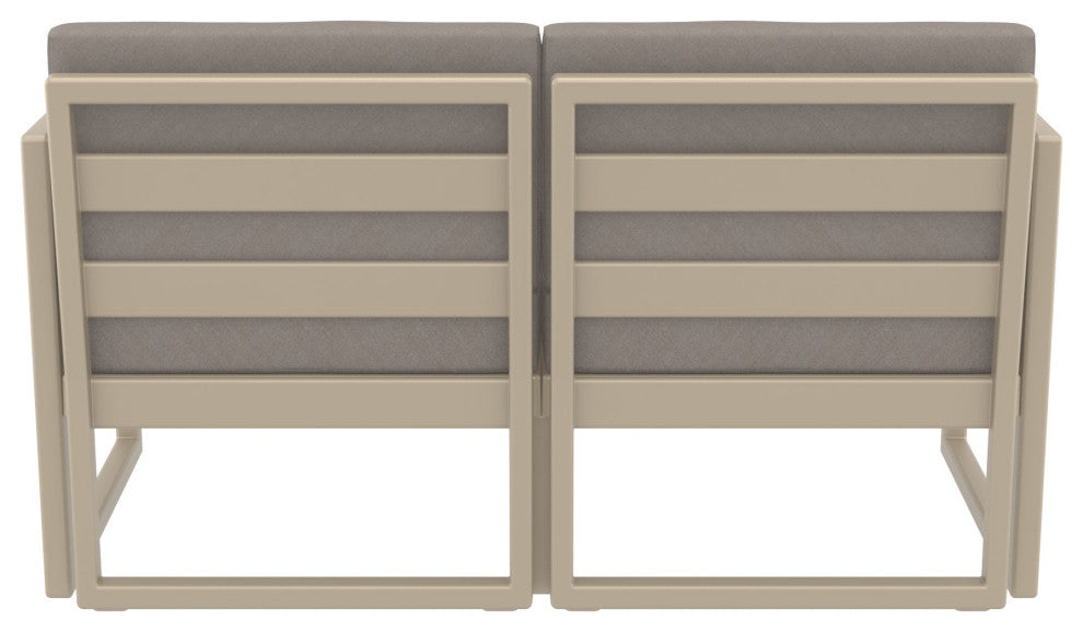 Mykonos Patio Loveseat Taupe With Acrylic Fabric Taupe Cushion
