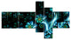 Bright Blue Fractal Flowery Sky, Abstract Wall Art Canvas, 60"x32", 5 panels