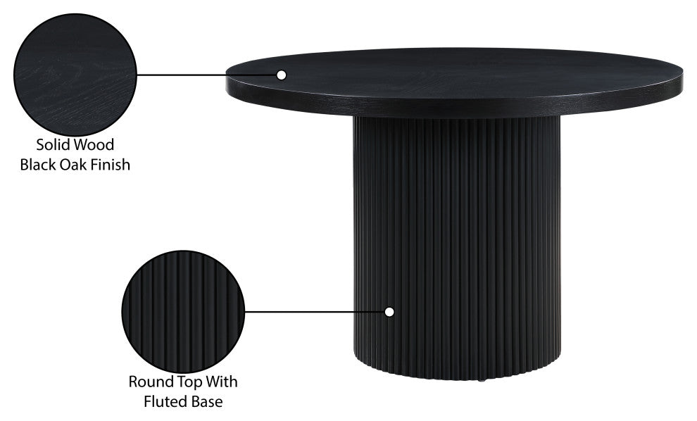 Belinda Beech Wood Dining Table, Black, 48" W x 48" D x 31" H