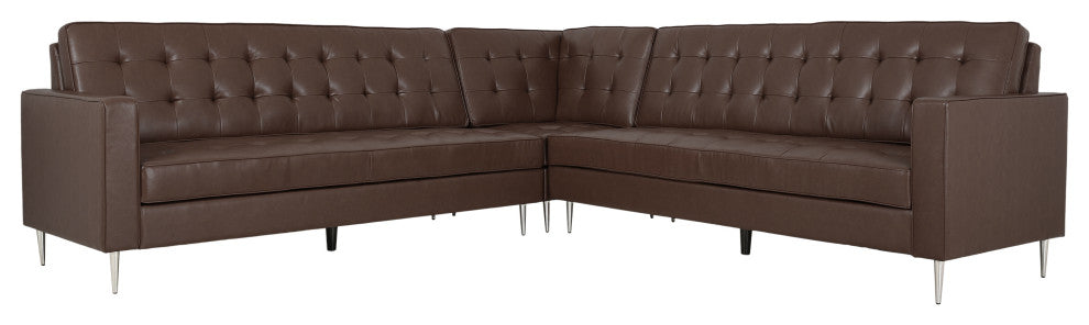 Goliath Contemporary Faux Leather Tufted 5 Seater Sectional Sofa Set