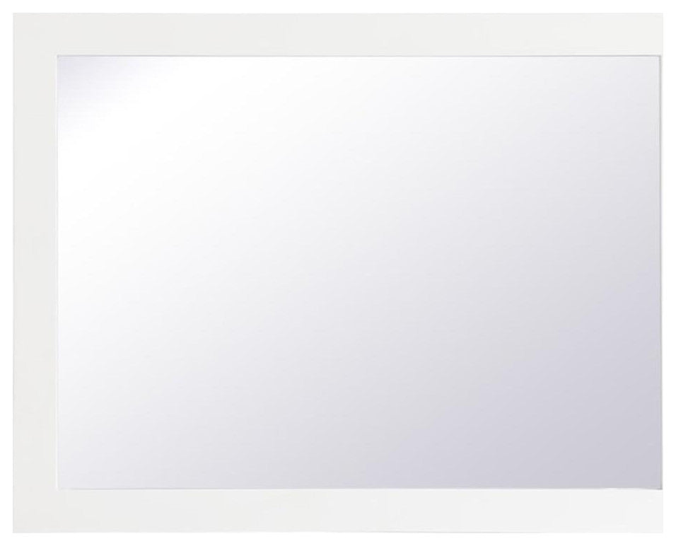 Elegant Decor Aqua 32" x 24" Wood Frame Bathroom Mirror in White