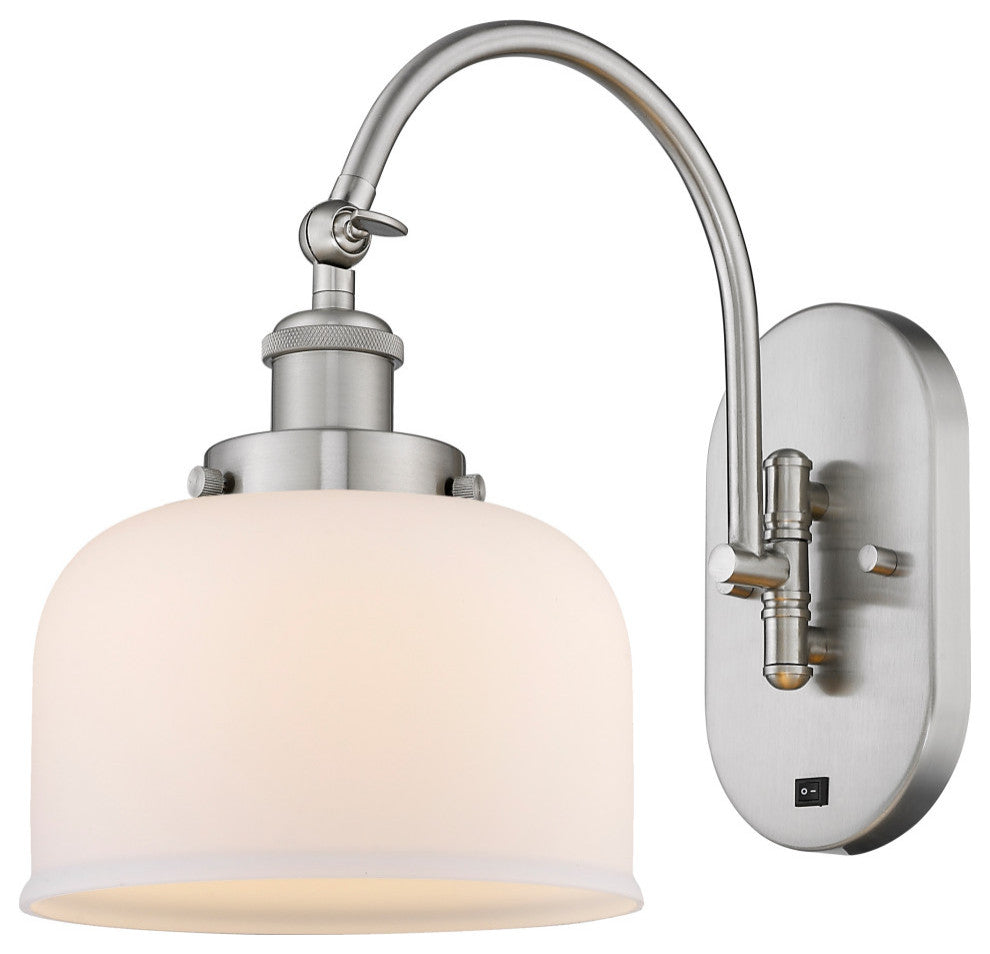 Bell Sconce, Brushed Satin Nickel, Matte White, Matte White